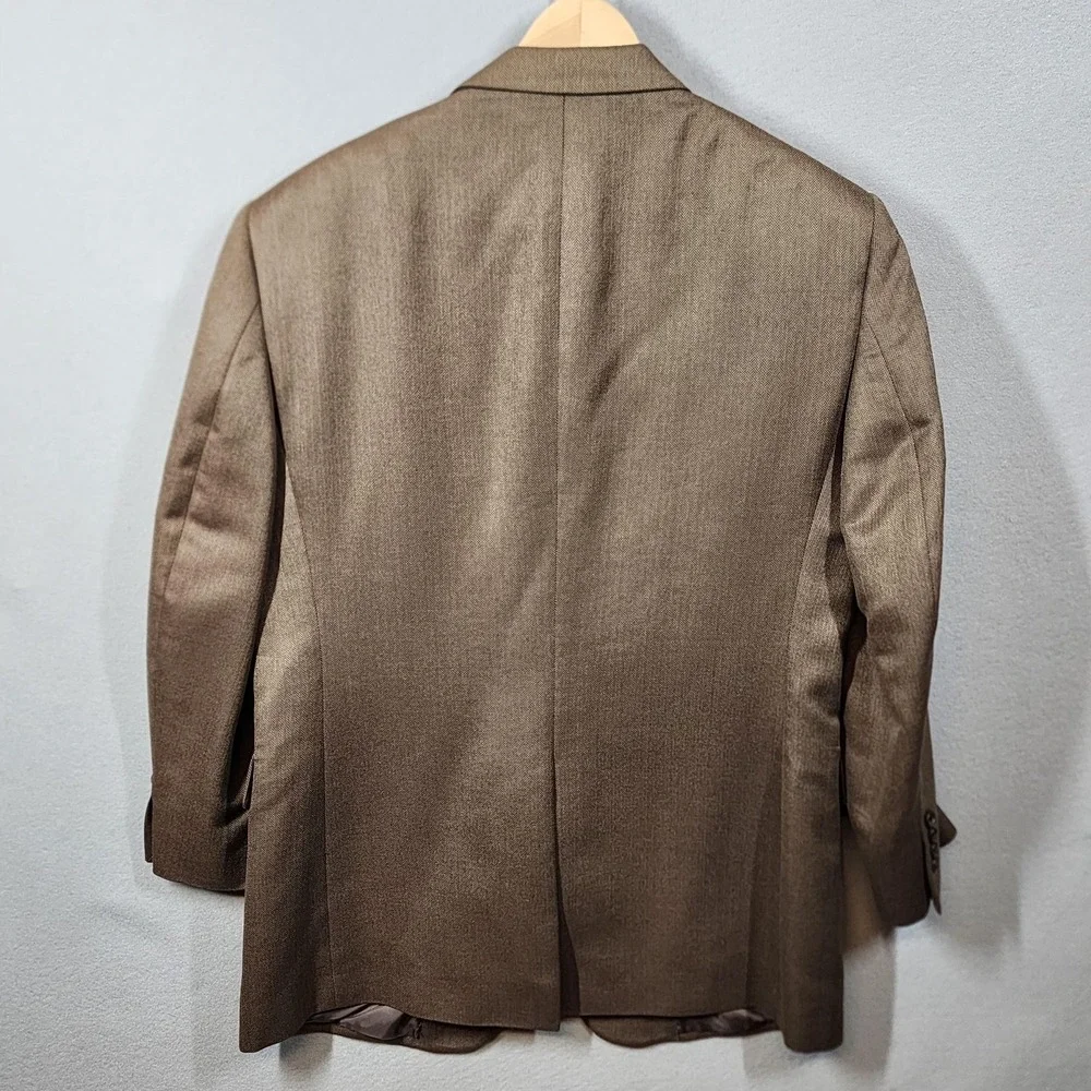Jos A Bank Blazer Mens 43R Camel Hair Silk Blend Brown Herringbone‎ Signature - Picture 6 of 9